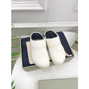 Marni textured calf hair clog slippers-white